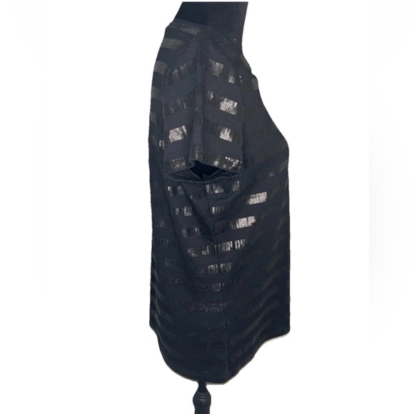 Talbots ladies‎ size medium black on black poly/rayon pullover sequin T-shirt - Picture 4 of 10